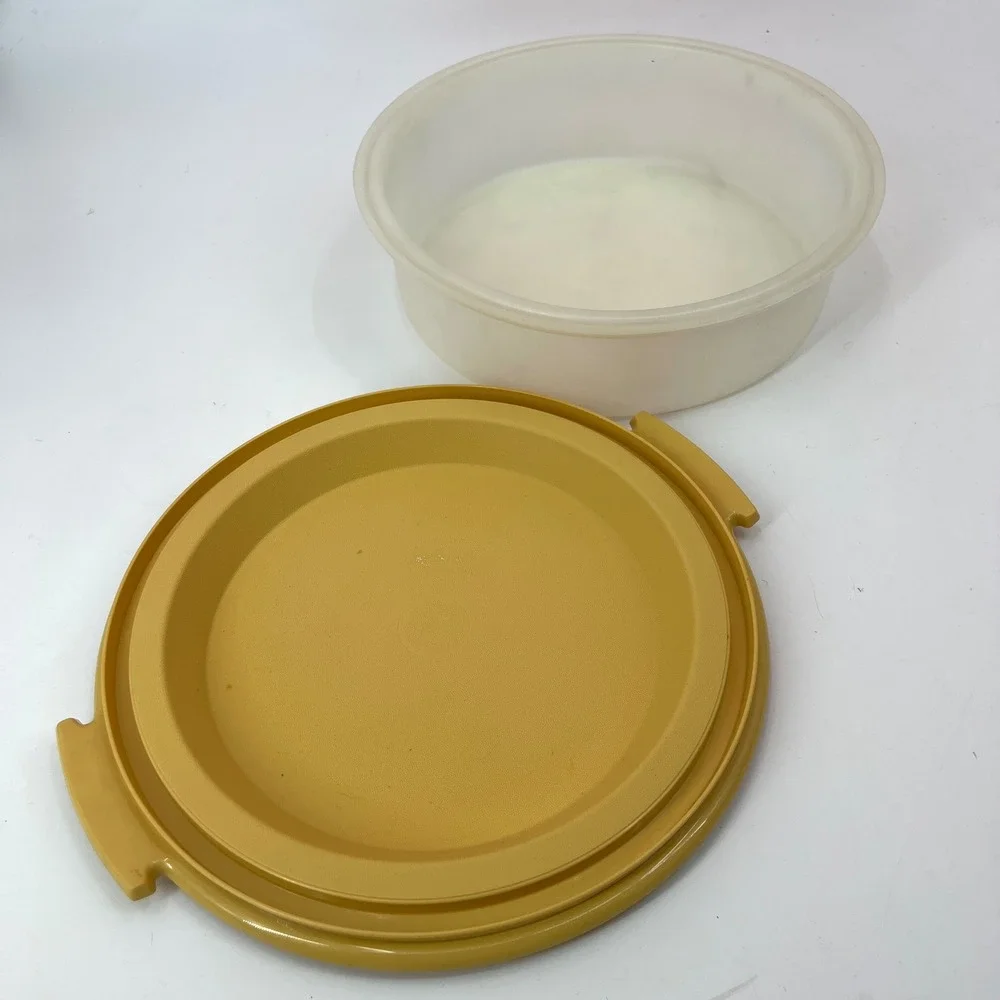 Vintage Tupperware Pie Keeper Cake Potluck‎ Mustard Yellow MCM Retro Kitchen
